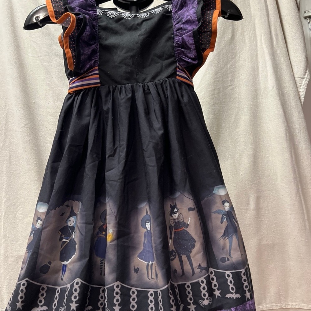 Spooky Kids Halloween Costume Dress - Black and Purple